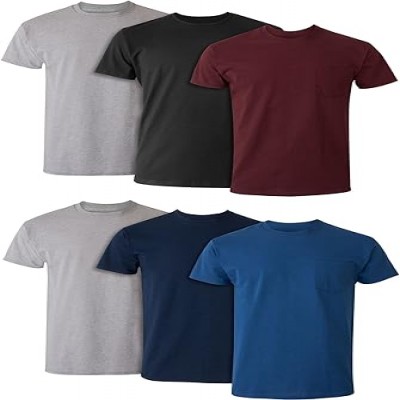 Hanes Men's Pocket T-shirt, Moisture-wicking Cotton Crewneck Pocket Tees, 6-pack